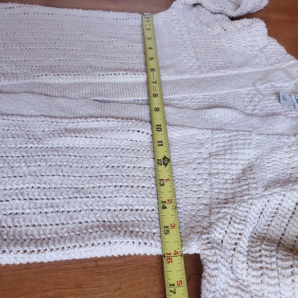 Vintage LL Bean Cardigan Sweater Womens XS Open Front Cream Oatmeal Chunky Knit - Picture 9 of 11